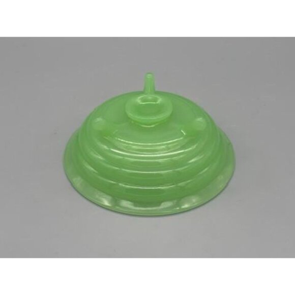 Vintage Jadeite 3 Footed Glass Bowl Candy Dish Beehive Pattern - Picture 6 of 8